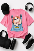 Pocket Kitty Oversized Tee Pink